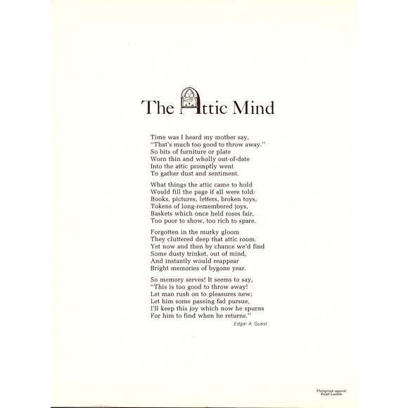 None and/or Unknown Other - The Attic Mind Edgar A. Guest 1970s Poem Retro Kitsch Wall Art SF7